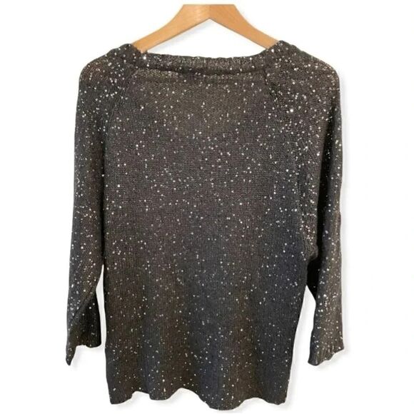 H & M Starry Night Sequence Black Womens Sweater SZ Medium - Picture 2 of 4
